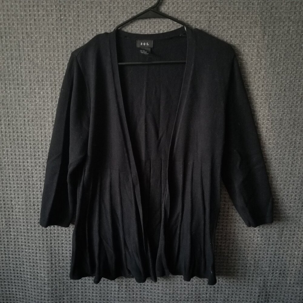 R.Q.T Black Open Front Cardigan Women's M